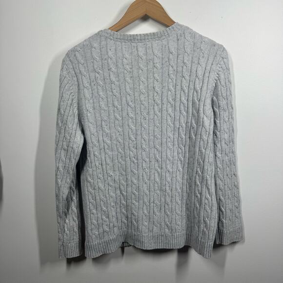 Croft & Barrow Sweater Women XL Gray Speckled Crew Neck Cable Knit Cotton Fall - Picture 2 of 8